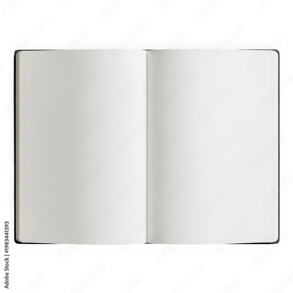 Naklejka premium Blank white open book pages isolated on transparent background
