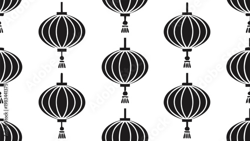 Black and white seamless pattern of repeating abstract chin