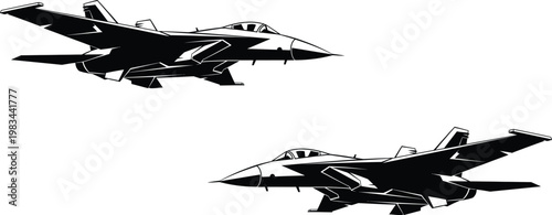 Dynamic silhouette of a modern fighter jet in flight