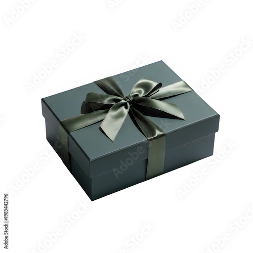 Elegant gift box with decorative silver ribbon and bow
