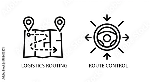 Logistics routing and route control icons for transportation management systems