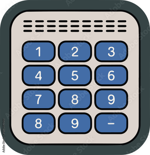 Flat minimalist illustration of a digital security number pad for access control, banking, and authentication concepts.