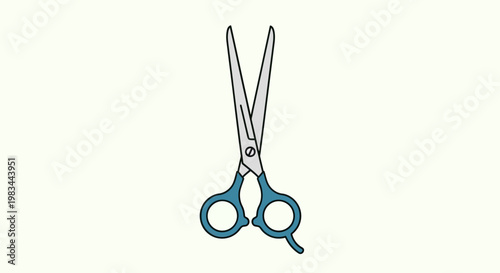 Two toned scissors with blue finger loops and light purple blades against a pale yellow background