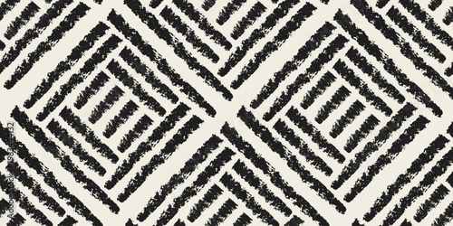 Abstract grunge diagonal line seamless pattern. Gritty brush pattern background