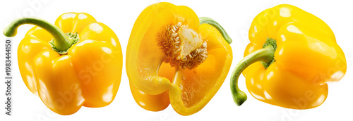 Vibrant Yellow Bell Pepper - Fresh Produce, Isolated on a White Background