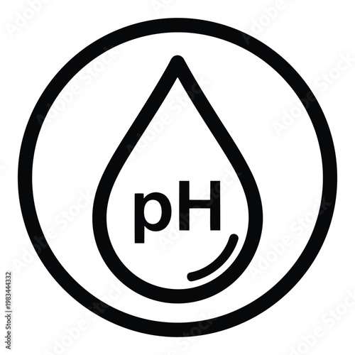 pH level indicator icon representing acidity or alkalinity within a liquid, scientific measurement symbol for chemical balance and testing