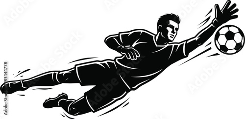 Soccer goalkeeper diving to save a ball