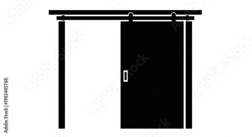 Modern Sliding Barn Door with Black Metal Hardware.