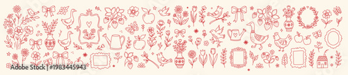 Fotografie Coquette spring illustrations and cottage aesthetics elements
