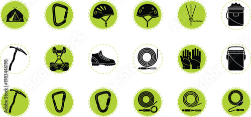 Outdoor Adventure and Camping Equipment Icon Set for Hiking, Trekking, and Survival Designs