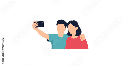 Young couple taking a selfie together.