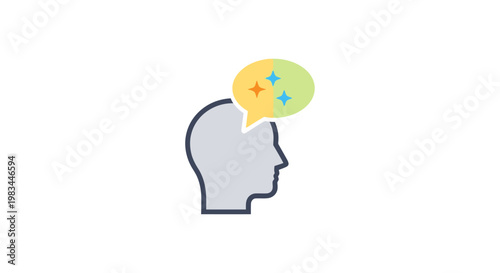 A thought bubble above a head.