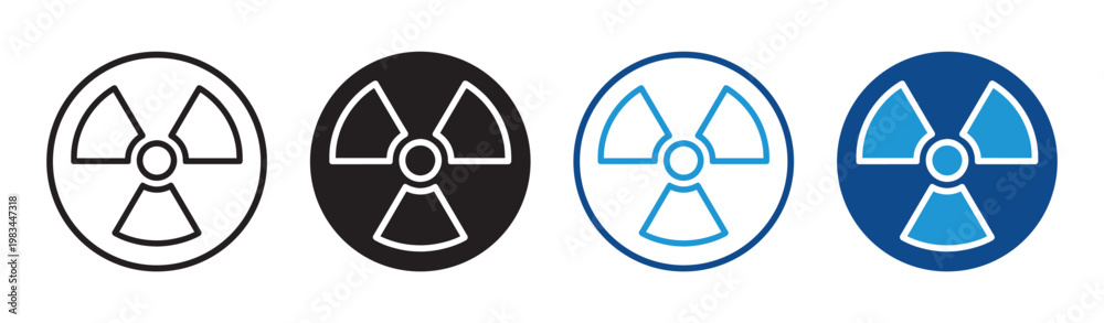 Fototapeta premium Radioactive icon set radiation warning symbols in outline and solid style vector illustration