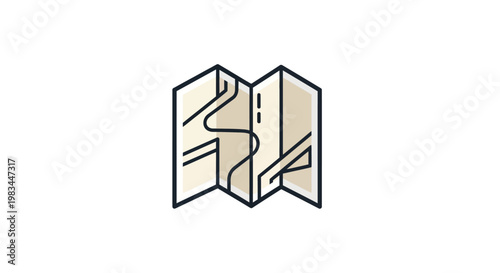 a folded map with a black outline.