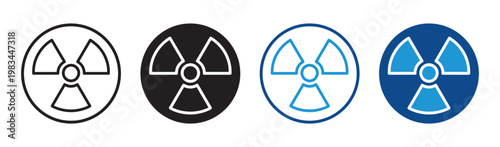 Radioactive icon set radiation warning symbols in outline and solid style vector illustration