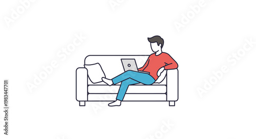 Man sitting on a couch with laptop.