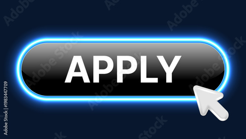 Glowing Apply Button UI – Neon Click Call to Action with Cursor Arrow Modern Web Interface Vector