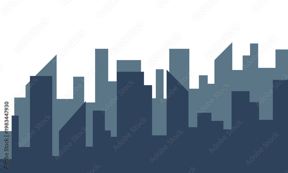 Fototapeta premium Silhouette of the cartoon city on shadow background. Urban vector symbol . Vector Illustration .EPS 10 .