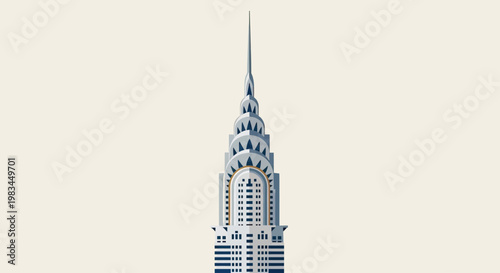 Obraz na płótnie Iconic skyscraper with tiered setbacks and a pointed spire