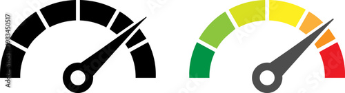 Comparison of fuel gauge and performance meter indicators on a vehicle dashboard