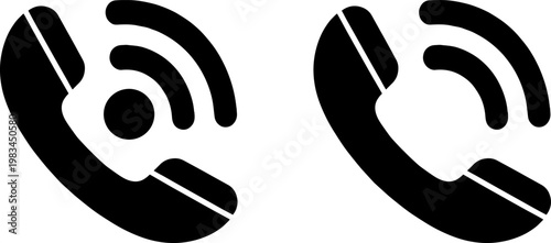Two classic telephone handsets facing each other with signal waves in between