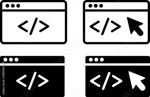Illustration of browser windows highlighting code and cursor interactions with light and dark themes