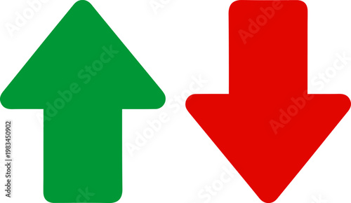 Contrasting directional arrows indicating opposite movement directions