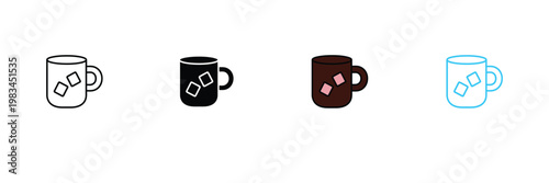 Iced Coffee Mug Icon for Cold Beverage, Morning Refreshment, Caffeine Drink, and Cafe Menu Symbol. Symbol Vector Illustration.