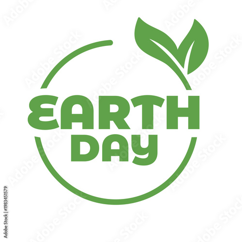 earth day badge, save the planet, 22 april day of planet earth logo emblem with plant leaf