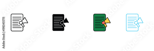 News Announcement Icon for Press Release, Marketing Promotion, Public Relations, and Megaphone Notification Symbol. Symbol Vector Illustration.