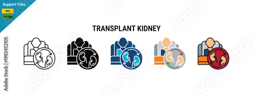 transplant kidney Icon Multiple Style