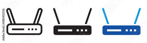 WiFi router icon set wireless internet and network connection symbols in outline and solid style vector illustration collection