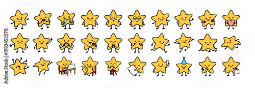 귀여운 별 캐릭터 감정 행동 이모티콘