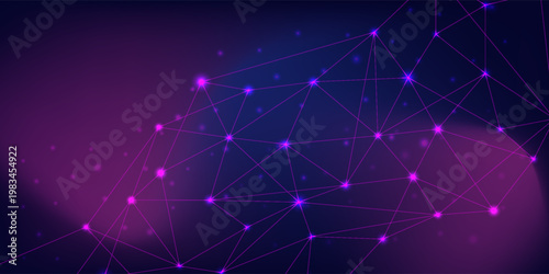 Website header or banner design with geometric abstract background of connected dots and lines. Vector illustration with plexus background and space for your text