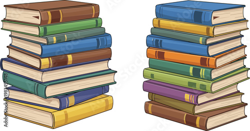 Colorful Book Stacks Vector Illustration for Education, Library, and Knowledge Designs