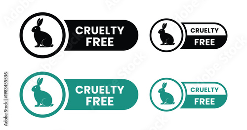 A collection of cruelty free certification logos featuring rabbits demonstrating ethical product sourcing and animal welfare high quality professional detailed modern