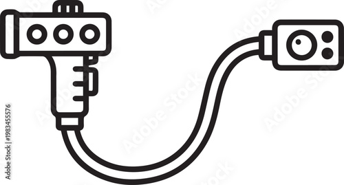 Premium Medical Colonoscopy Endoscopy Flexible Sigmoidoscope Vector Icon Showcasing Flexible Colonoscope with Control Handle and Camera Tip for Healthcare Professionals, Medical Education