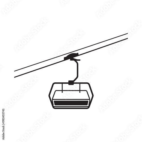 A simple black and white illustration of a ski lift chair