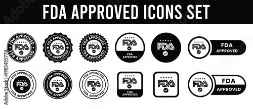 Canvastavla A collection of black and white circular and rectangular fda approved badges and