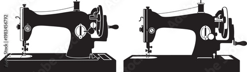 Sewing machine icon with clothing industry manufacturing equipment illustration homemade handmade creation appliance workshop tailoring accessories