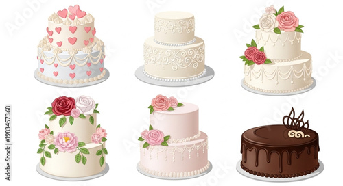 Collection of Six Delicious Decorated Cakes for Celebrations.