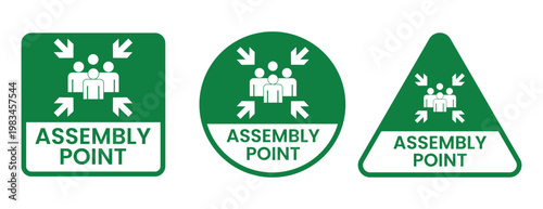 Emergency assembly point sign. Assembly point sign symbol vector illustration isolated on white background.