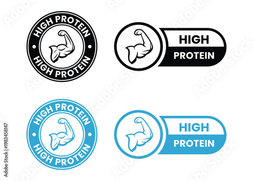 High Protein Badge, Protein Rich Food Label, Fitness Nutrition Icon, Healthy Diet Symbol, Gym Nutrition Sticker, Clean Eating Product Sign