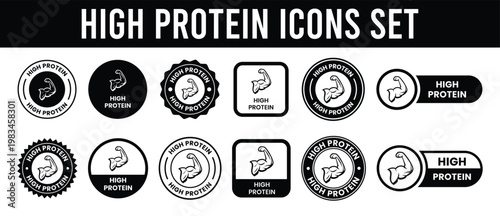 High Protein Badge, Protein Rich Food Label, Fitness Nutrition Icon, Healthy Diet Symbol, Gym Nutrition Sticker, Clean Eating Product Sign
