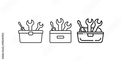 Toolboxes filled with wrenches and screwdrivers, representing repair, construction, or maintenance services, handyman tools
