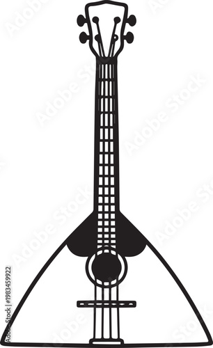 Premium Vector Balalaika Icon with Triangular Body and Strings – Perfect for Music Education Apps, Folk Instrument Collections, Cultural Heritage Projects, Russian Music Symbols