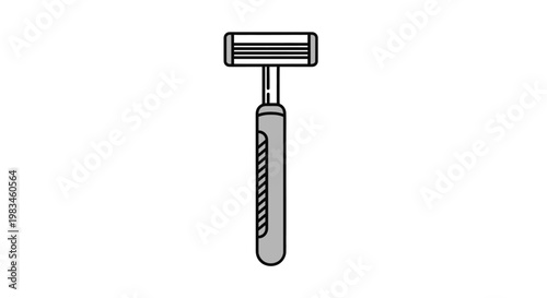A simple illustration of a grey razor with three blades and a textured handle