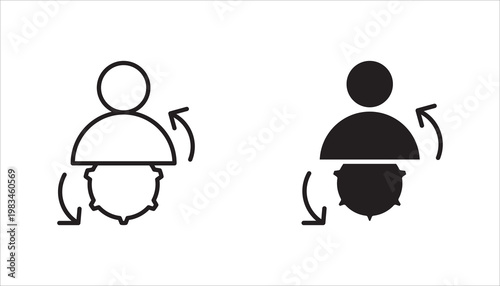 Set of black, line and glyph style adaptation icons for food app sites.