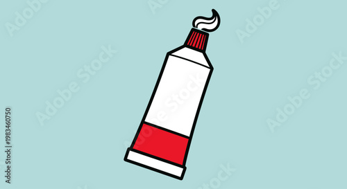A white tube with a red band and a swirl of white paste at the tip