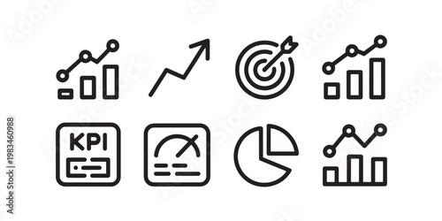 A collection of business chart and graph icons